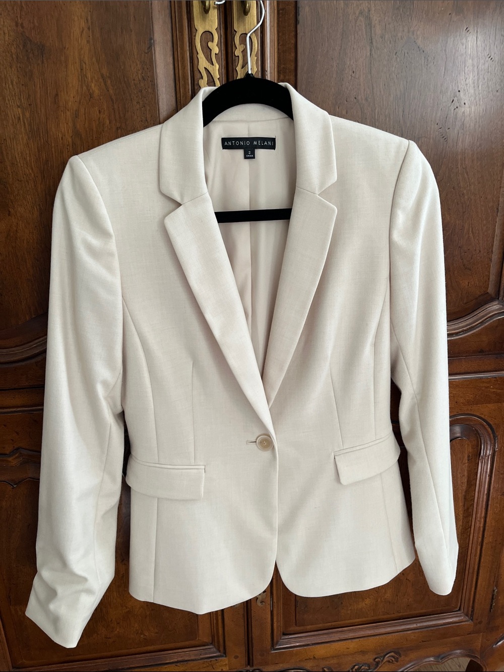 ANTONIO MELANI Cream Single-Button Tailored Blazer